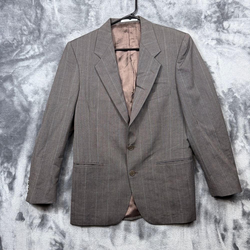 Yves Saint Laurent Blazer Mens L Brown Pinstripe Wool Sport Coat Made in France